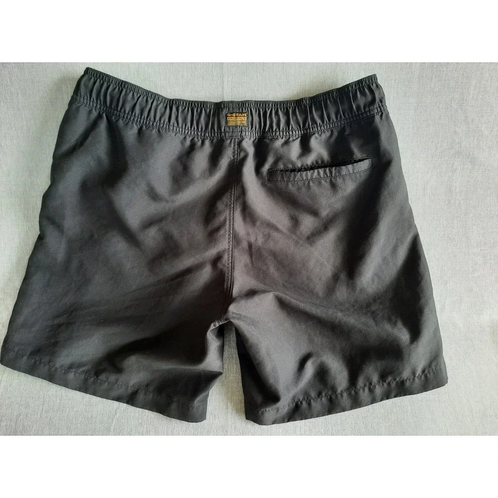 G-Star Raw Men Large Polyester Waistband Drawstring Sweat Black Athletic Short